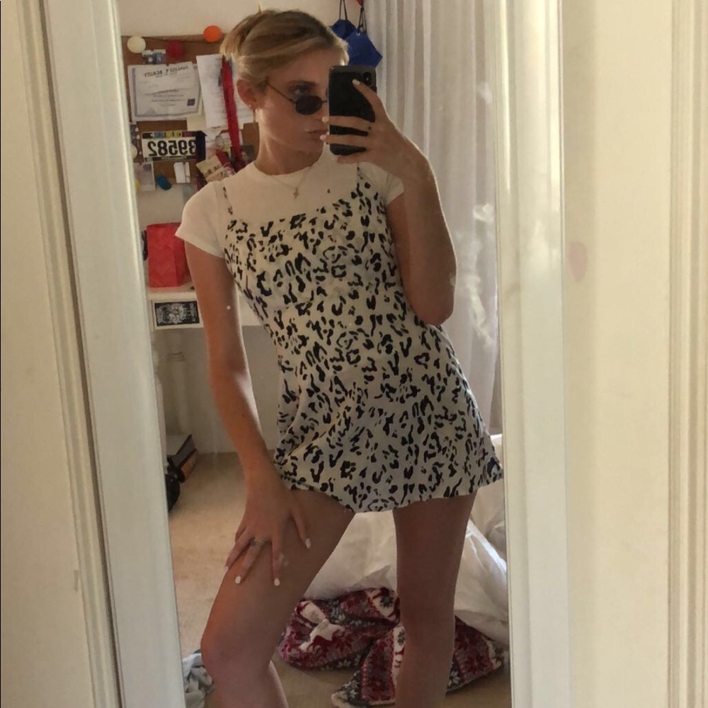 FREE PEOPLE B&W CHEETAH MINI DRESS